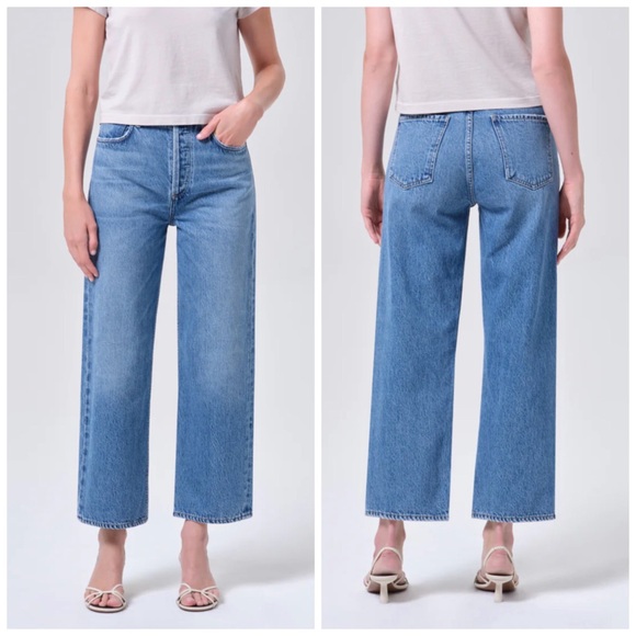 Agolde Denim - Agolde Ren High Rise Wide Leg‎ Ankle Jean Denim Blue Shrine Size 32